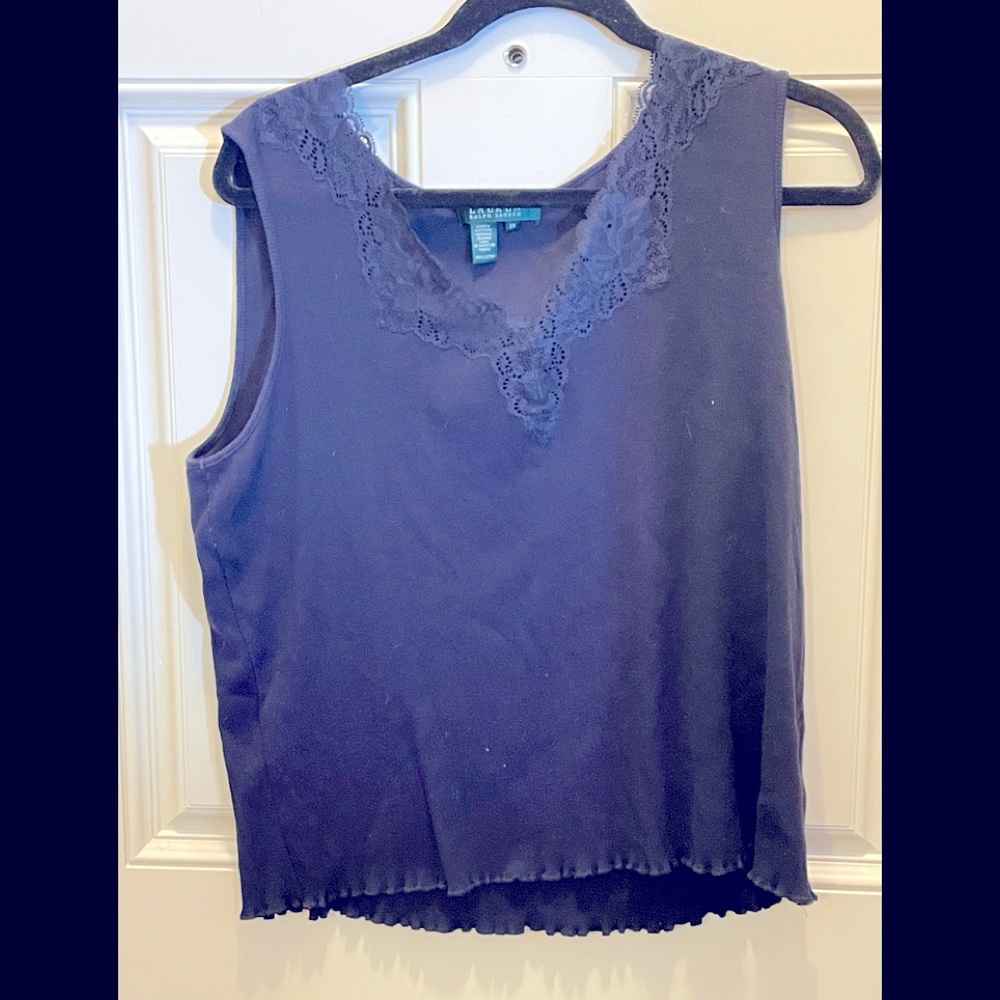 Lauren by Ralph Lauren navy lace tank top